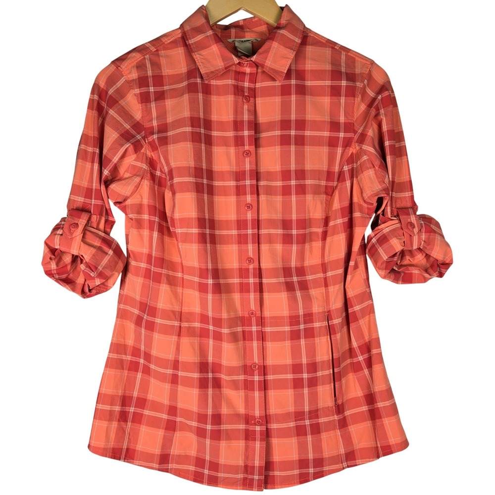 Duluth Trading Co Womens S Orange DuluthFlex Sidewinder Long Sleeve Shirt 56839